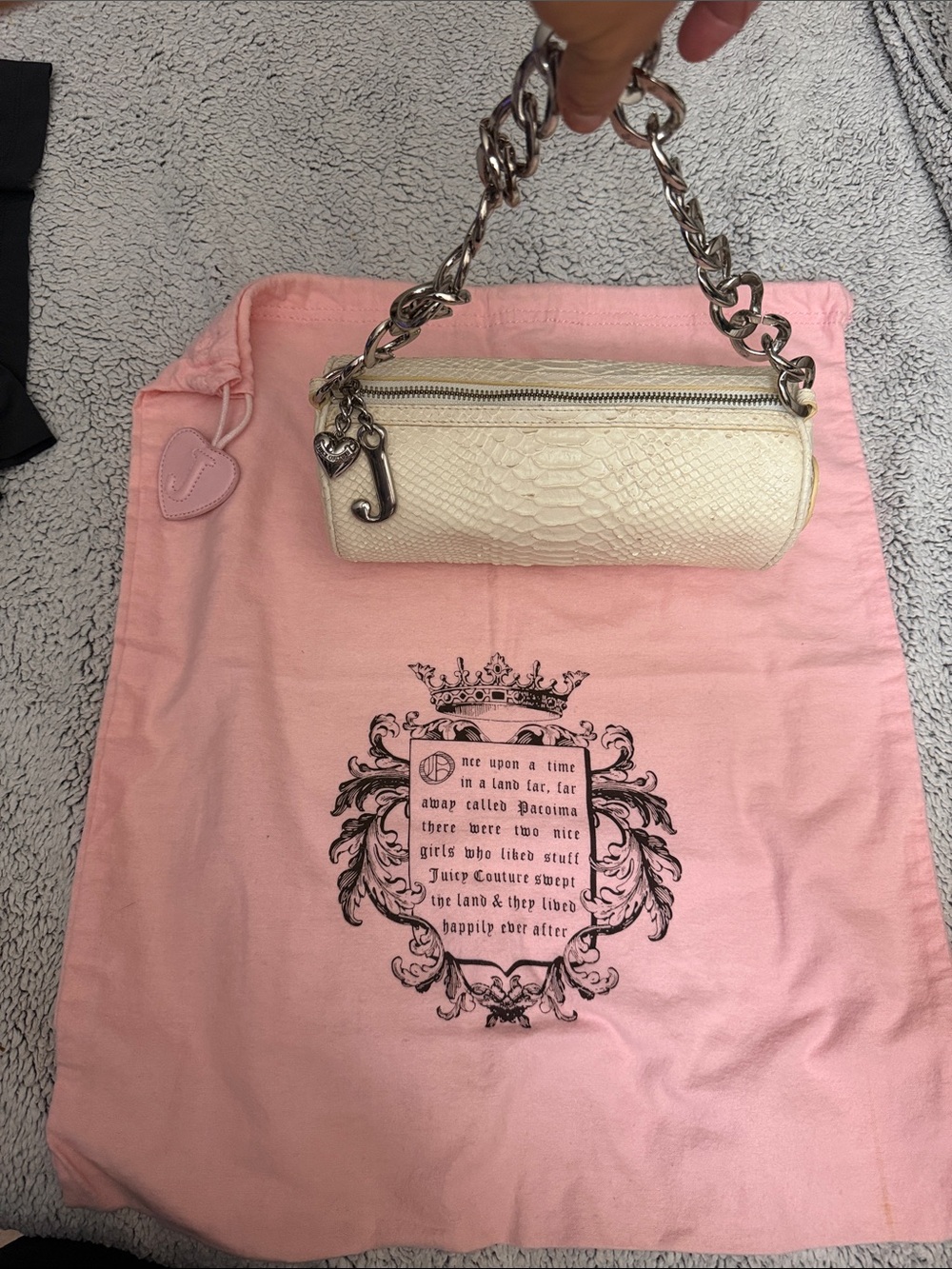Juicy Couture Ivory Python-Texture Mini Chain Wristlet